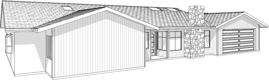 As-built title sheet exterior view of a single-storey residence